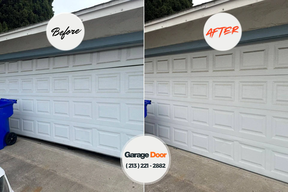 Before and after: garage door repair Aberdeen, WA